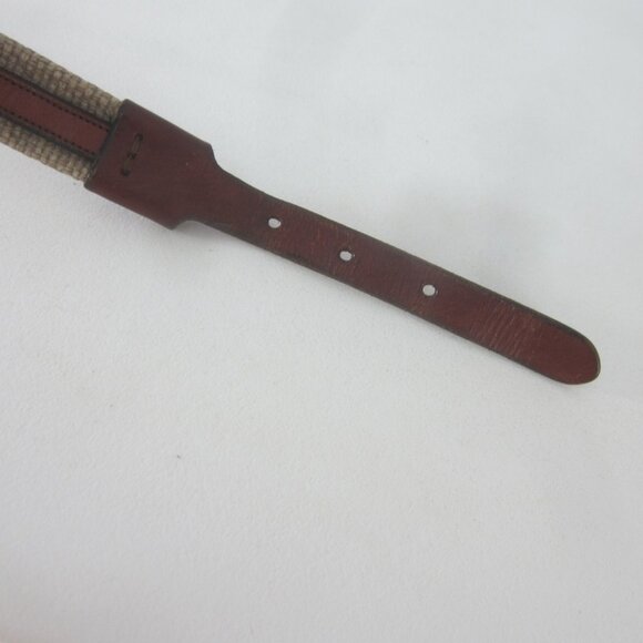 Etienne Aigner Belt 30 Beige Woven Brown Leather Trim Belt 28\